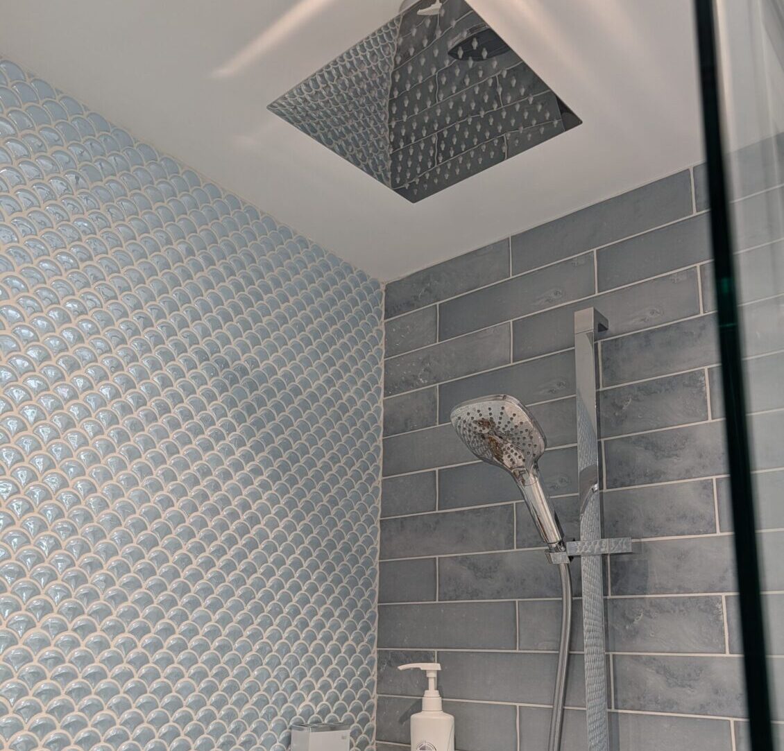 finished shower in the luxury bathroom installation